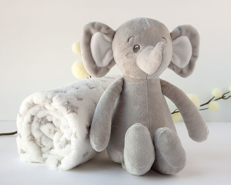 Peluche Elefante Gris con Manta Estrellas - Imagen 1