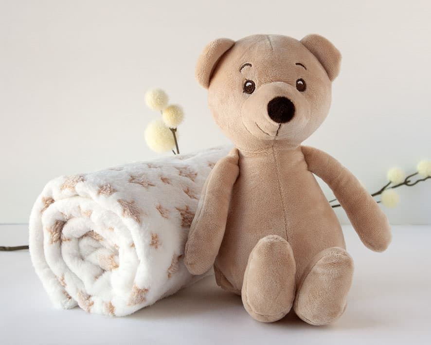 Peluche Oso Beige con Manta Estrellas - Imagen 1